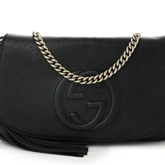 Gucci Soho Pebbled Calfskin Medium
Flap Crossbody Black - Picture 4 of 15